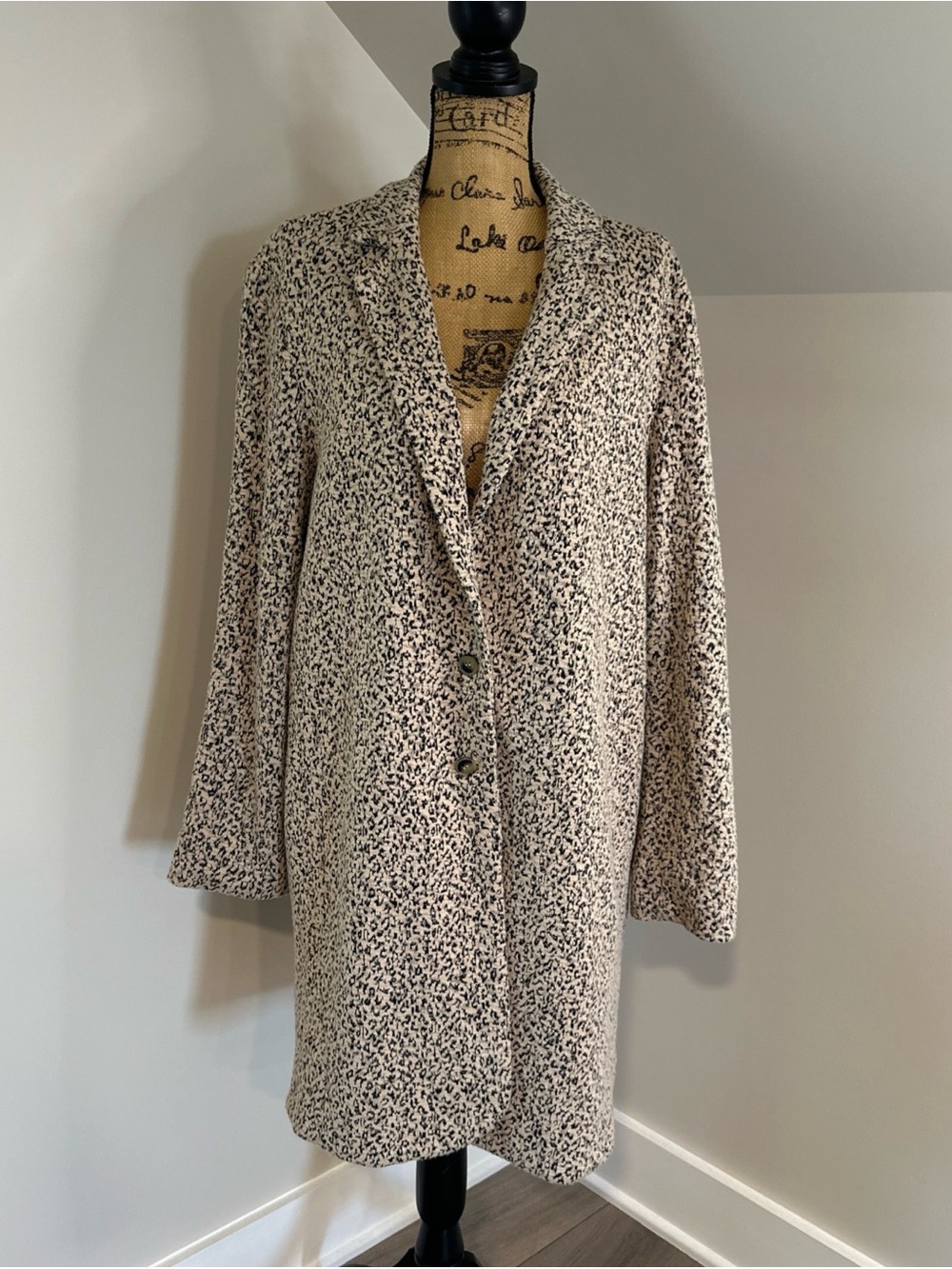 Anthropologie Cartonnier Women’s L Rowan Leopard Print Long Blazer Jacket Coat